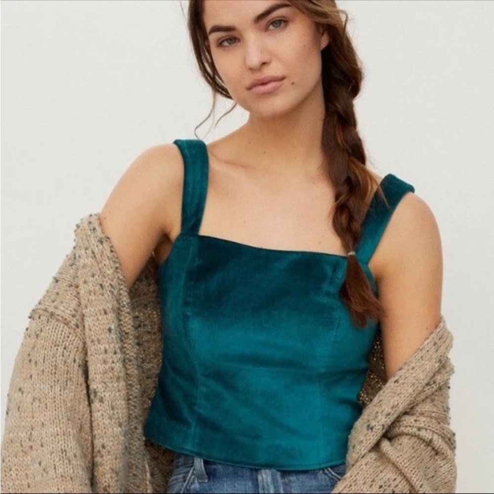 Anthropologie NWT Maeve Emmanuelle Cropped Velvet Tank Size 14.